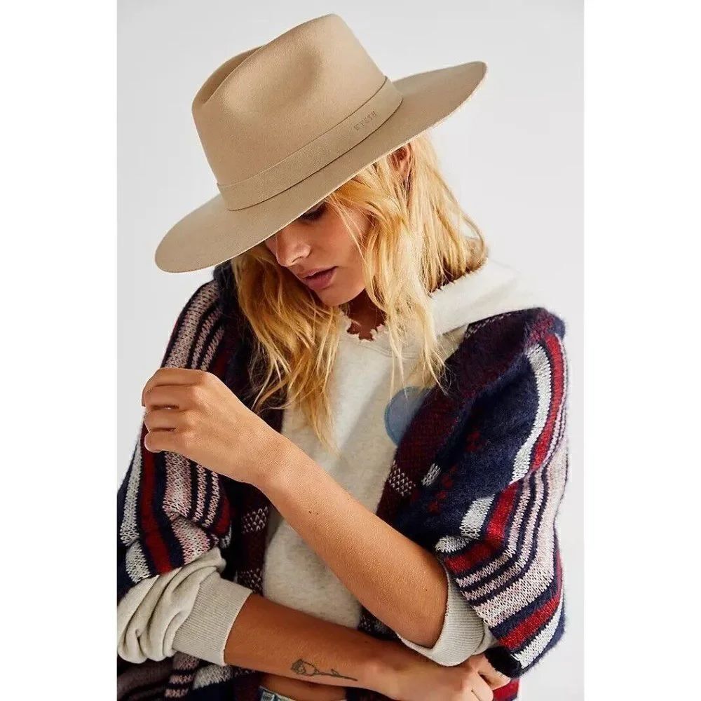 NWT FREE PEOPLE X WYETH ONE SIZE NOMAD SUEDE BAND FELT HAT IN OATMEAL